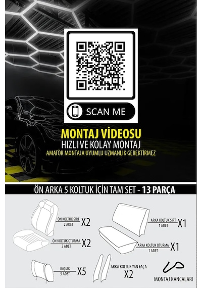 Ford Focus Titanium 1.0 Ecoboost 125 4 Kapı A/t 2019 Uyumlu Jet Deri Bej Oto Kılıfı Tam Set