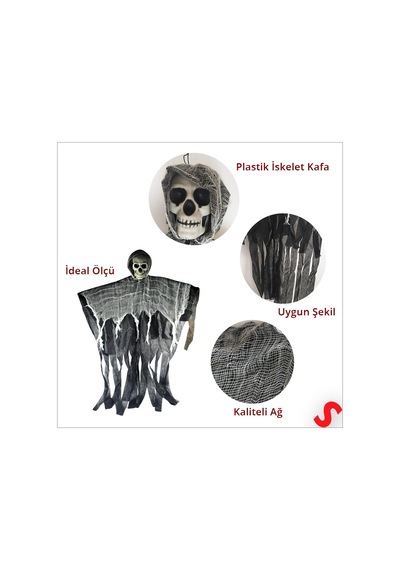 İskelet Hayalet Halloween Dekor Süsü, 80cm X 60cm 0 - 99