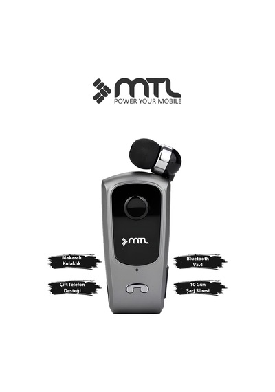 Yaka Klipsli Mono Makaralı Bluetooth Kulaklık Çift Telefon Destekli Mt920
