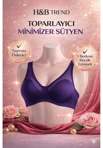 Le Jardin Hb Trend Kadın Siyah Toparlayıcı Tüllü Ince Soft Sütyen 9200 Şu Mor