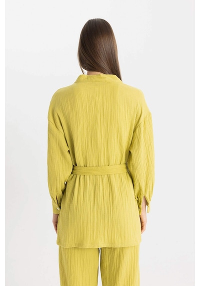 Defacto Relax Fit V Yaka Müslin Kimono C9694AX24SMGN741 Yeşil