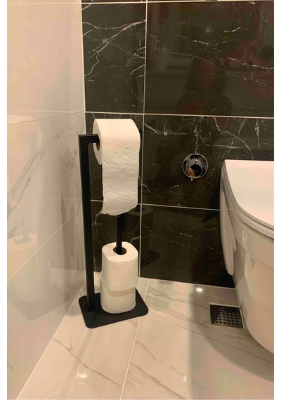 Aju Tuvalet Kağıtlığı Yedekli Özel Tasarım Ağır Döküm Ayaklı Devrilmez Banyo Tuvalet Kurulum Gerektirmez Siyah