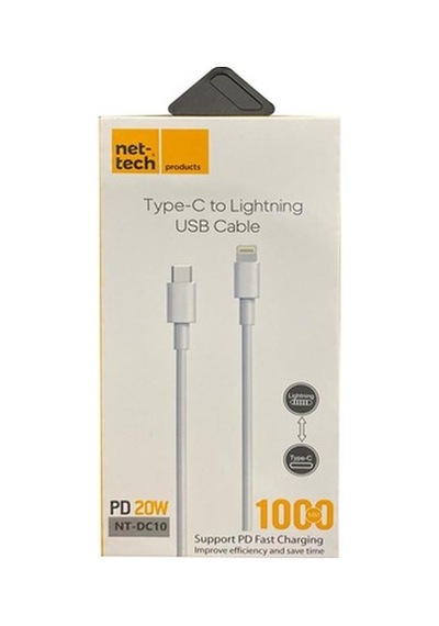 Nettech NT-DC10 2.4 A Plastik 100 CM Type C- Lighting Data Kablo