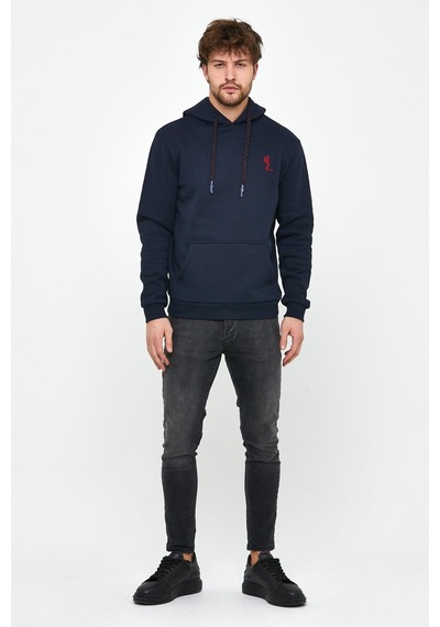 Polostate Erkek İskelet Nakışlı 3 İplik Sweatshirt Lacivert
