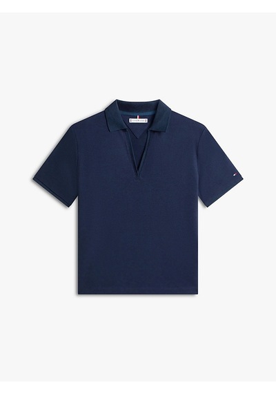 Tommy Hilfiger Lyocell Pıque Open-nk Ss Polo Kadın Mavi Polo - Ww0ww48720