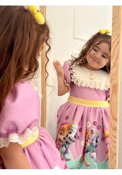 H L Y Karol Tasarım Paw Patrol Vintage Kız Bebek Elbise,doğum Günü Elbise,fotoğraf Çekim Elbise,0-12 Yaş Uygun Lila
