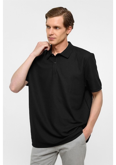 Süvari Siyah Regular Armürlü Polo Yaka Tişört-38360 Siyah