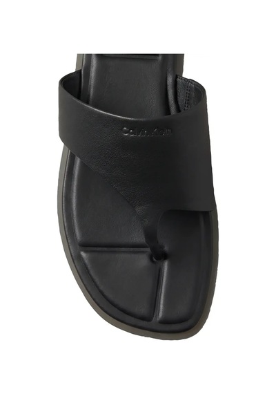 Calvin Klein Flat Sandal Thong Lt, Kadın Siyah Deri Kare Burunlu Parmak Arası Sandalet