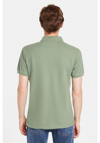 Tudors Erkek Slim Fit Dar Kesim %100 Pamuk Yeşil Polo Yaka Tişört-32800 Yeşil