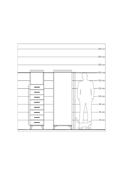 Kronos Dolap Tek Raflı 8 Çekmeceli 44x59x182 Çam-çam Çam