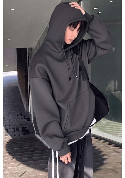 Genius Store Erkek Sweatshirt Kanguru Cepli İçi Polarlı 3 İplik Kapüşonlu Oversize Sweatshirt Kanguru-sweatshırt Füme