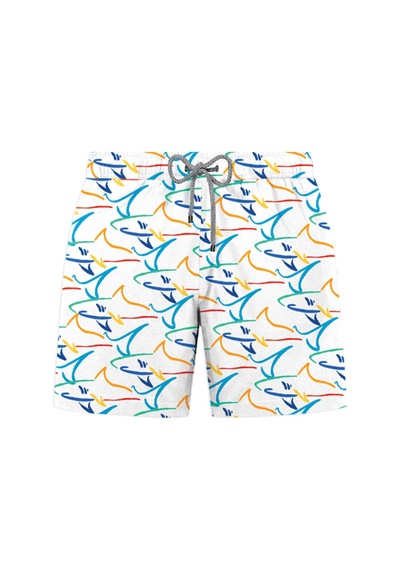 John Frank Requin Desenli Hızlı Kuruyan Mayo Short Erkek Mayo Short Jfsssw96 Beyaz-mavi