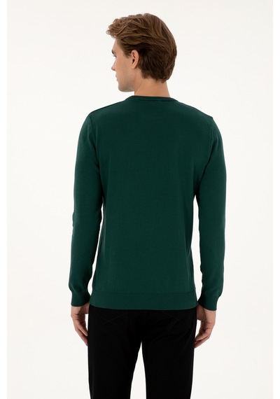 U.S. Polo Assn. Erkek Slim Fit Bisiklet Yaka Yeşil Basic Kazak 50307779-VR054 U.S. Polo Assn. Erkek Slim Fit Bisiklet Yaka Yeşil Basic Kazak 50307779-VR054