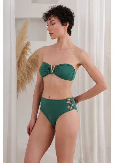Lapıeno Aksesuarlı Soft Straplez Bikini Takım 4205 Yeşil