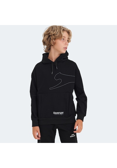 Slazenger LINK Çocuk Kapüşonlu Cepli Siyah Sweatshirt