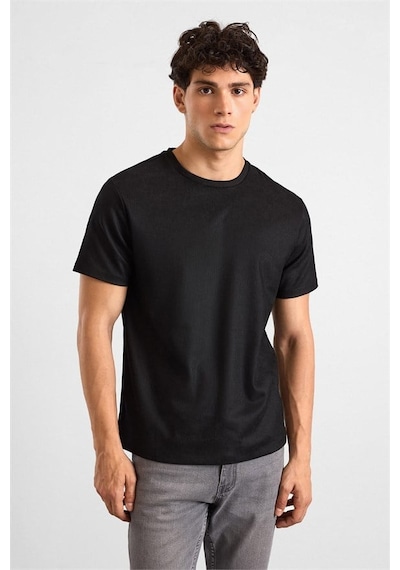 Süvari Siyah Regular Bisiklet Yaka Tişört Ts1014000469-s09