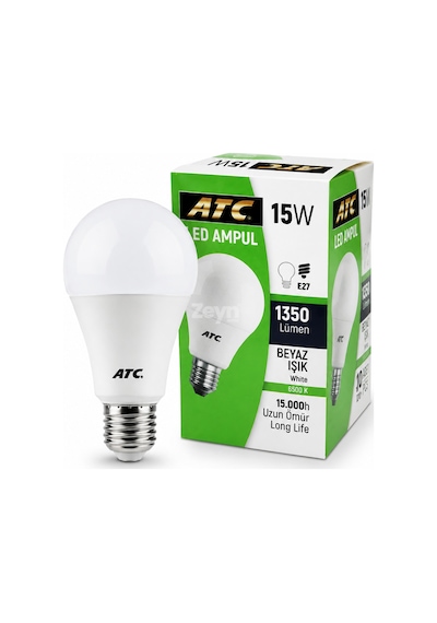 Atc 15w Led Ampul 10'lu Paket E27 Beyaz Işık 6500k 1350 Lümen Tasarruflu Led Ampul