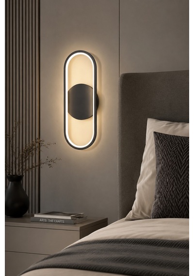 Zzez Aplik Modern Tasarım Siyah Renk - Gün Işığı Ledli Banyo - Mutfak - Salon Led Duvar Aplik