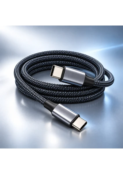 Type-c To Type-c 240w Örgülü Hızlı Şarj Ve Data Kablosu 1 Metre Hasır Dayanıklı Kablo