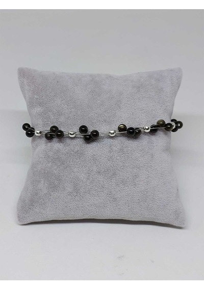 Golden & Siyah Obsidyen Taşı Bileklik 4mm