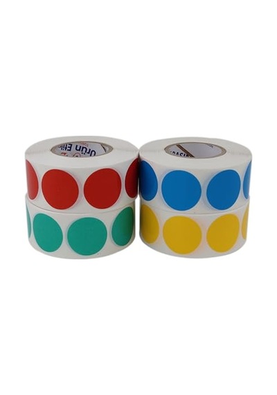 Pp Opak Daire İşaretleme Etiketi Rulo Etiket, 30mm X 30mm Çap 1000 Adet, Yuvarlak Renkli Zemin Baskılı Kontrol Etiketi, Endüstriyel Ve Masaüstü Barkod Yazıcılar İle Uyumludur. Kırmızı 10