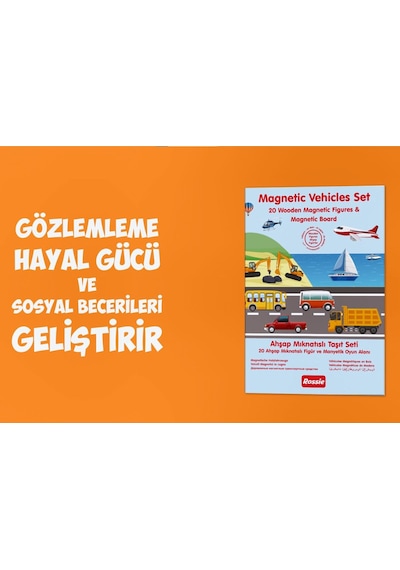 Calimera Toys Ahşap Mıknatıslı Seyahat Kitabı Araçlar Taşıtlar Oyunu