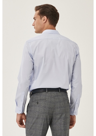 AC&Co / Altınyıldız Classics Ütülemesi Kolay Slim Fit Dar Kesim Klasik Yaka Pamuklu Erkek Gömlek Açık Mavi
