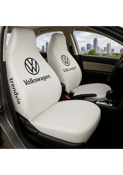 Volkswagen Uyumlu Ön Arka Koltuk Kılıfı Penye Servis Tipi Oto Koltuk Koruma Seti Beyaz