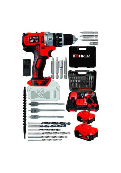 Böhrer Pro/xr/k Böhr 58v 5ah Darbeli Bakır Sargılı Pro/xr/k Metal Şanzıman Şarjlı Çift Akülü Vidalama Matkap