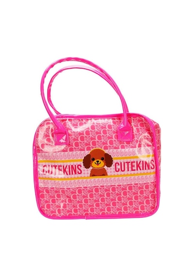 Sevimli Yavru Köpek Taşıma Seti - Peluş Oyuncak Ve Pembe Çanta Oyuncak Seti 1