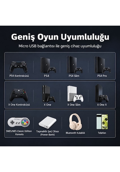 Ps4 Oyun Kolu Şarj Kablosu 1.5 Metre Dualshock 4 Uyumlu Micro Usb Şarj Ve Data Kablosu