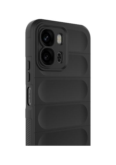 Oppo A6x Kılıf Esnek Tpu Oyuklu Arka Yüzey Tasarımlı Etnik Silikon Kapak Siyah