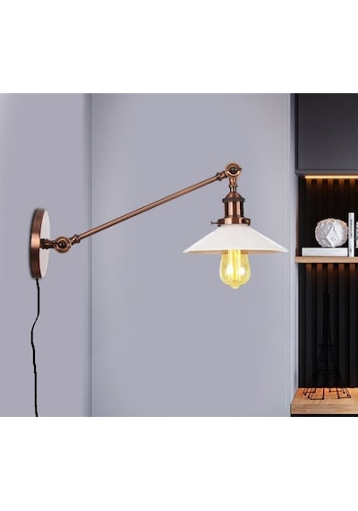 Mylights Bakır Eskitme Kablolu Fişli Anahtarlı Duvar Aplik Okum Eskitme