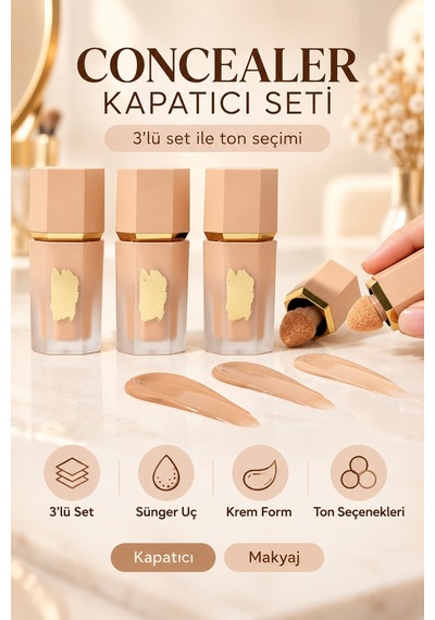 3 Lü Concealer Kapatıcı Seti Çok Renkli
