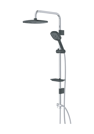 Coral Soft Tepe Başlıklı Duş Sistemi Seti Krom Siyah