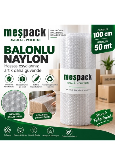 Balonlu Eşya Koruma Naylonu Patpat 100 Cm X 50 M 100x50