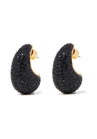 Pave Dome Earrings, Kristalli Kup Tarzı Küpe Siyah