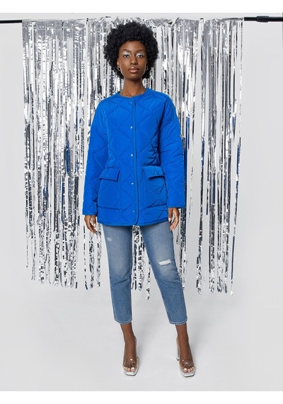Oversize Kadın Mont Saks Mavi