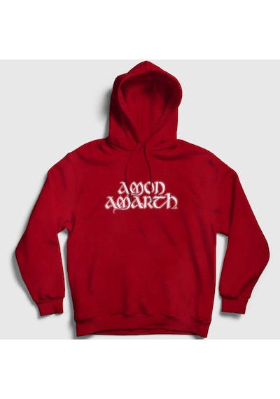 Presmono Unisex Amon Amarth Kapüşonlu Sweatshirt Kırmızı
