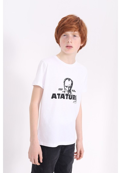 Toontoy Kids Toontoy Unisex Çocuk Baskılı Tişört Beyaz