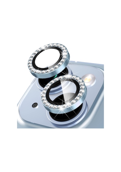 Buff Apple Uyumlu iPhone 14 / 14 Plus Diamond Kamera Lens Koruyucu Mavi