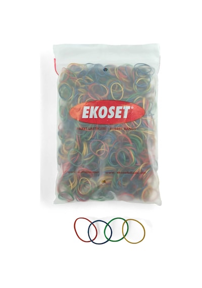 Ekoset Renkli Küçük Paket Toka Lastiği 4 Renk 40 MM 1000 Adet