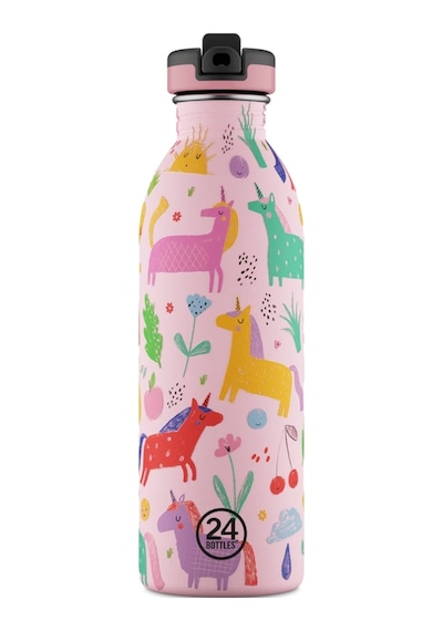 Kids Bottle Magic Friends Pipetli Paslanmaz Çelik Çocuk Su Matarası 500 Ml Pembe
