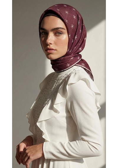 Bonjela Soft Eşarp Kafes Desen Mürdüm MÜRDÜM
