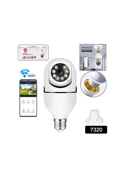 Gece Görüşlü 360 Derece 1080p Wifi Kamera Kablosuz Panoramik Ev Güvenlik Balıkgözü Ampul Lamba Ip Kamera Beyaz - 936960173