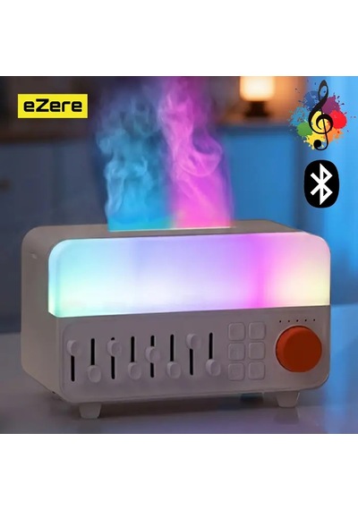 Ezere A14 Bluetooth Hoparlörlü Alev Efektli 8 Sesli Renkli Alev Görünümlü Aromaterapi Difüzörü Ultrasonik Hava Siyah Orkide