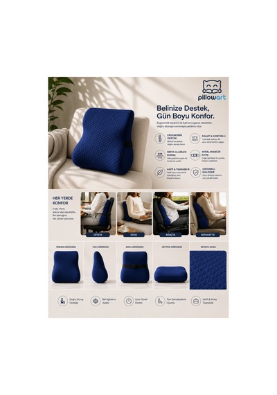 Ergonomik Ve Ortopedik Sırt Minderi Doğru Destek, Konforlu Oturuş