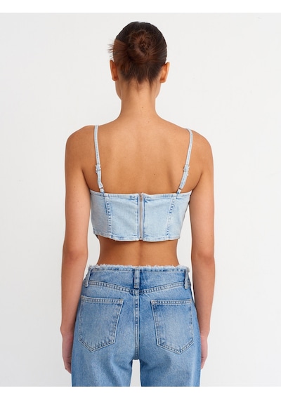 Dilvin Kar Yıkama Denim Top-mavi Mavi