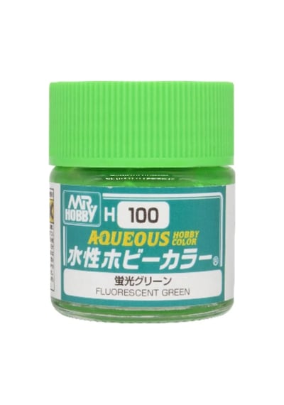 Mr.hobby H-100, 10 Ml. Fluorescent Green Aqueous Serisi Maket Boyası Standart