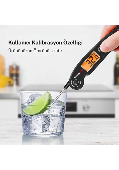 Thermopro TP605B Katlanabilir Problu Profesyonel Gıda Pişirme Termometresi-Siyah